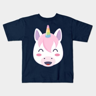 Happy Unicorn Emoji With Smiling Eyes Kids T-Shirt